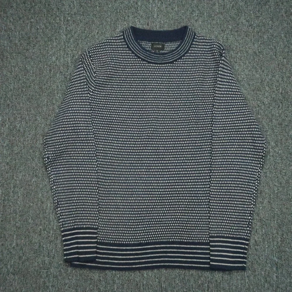 J Crew Sweater Mens Small Blue Merino‎ Wool Crew Birdseye Long Sleeve Jumper